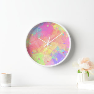 Pink Lime Green Lila Blue Polygon Art Pattern Cl Uhr