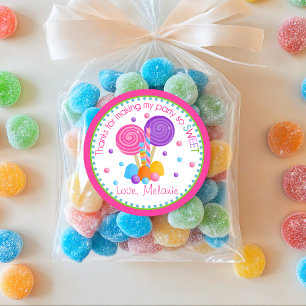 Pink Lime Green Sweet Shop Geburtstag Gefallen Runder Aufkleber