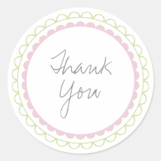 Pink Limon Frills Scalloped Danke Label Aufkleber