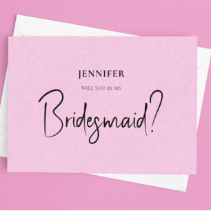 Pink Linde White Script wird Sie meine Bridesmaid Einladung