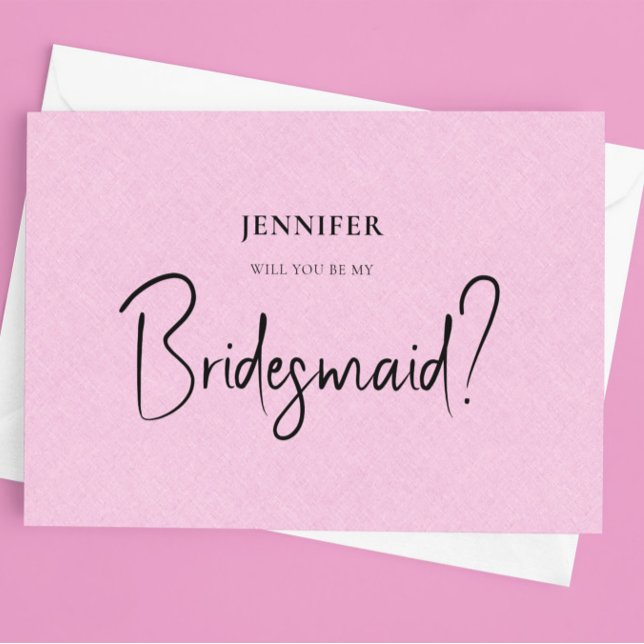 Pink Linde White Script wird Sie meine Bridesmaid Einladung (Von Creator hochgeladen)