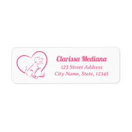 Pink Line Art Katze und Hund mit personalisiertem