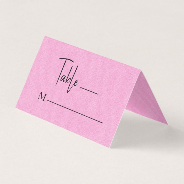 Pink Linen Einfache Schwarz-Script Hochzeitskampag Visitenkarten (Vorderseite)