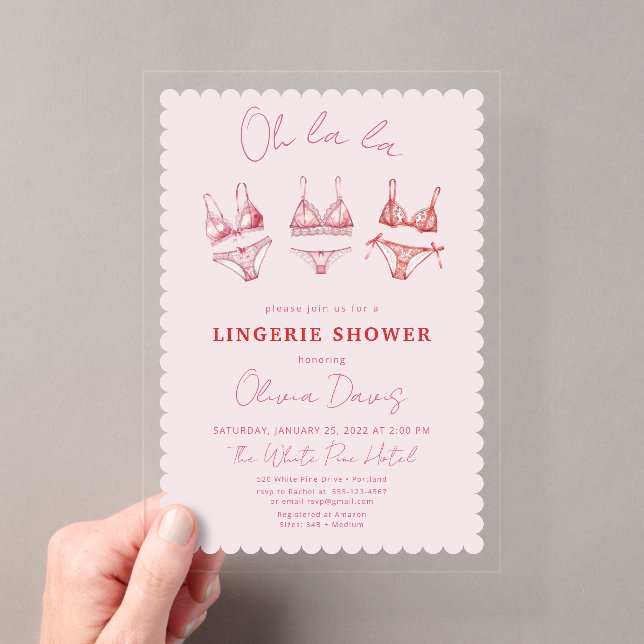 Pink Lingerie Bachelorette, Panty Party Dusche Acryleinladungen (Insitu (Handheld))