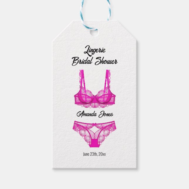 Pink Lingerie Brautparty Geschenkanhänger (Vorderseite)