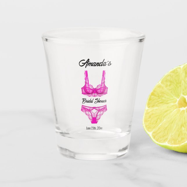 Pink Lingerie Brautparty Schnapsglas (Vorderseite)