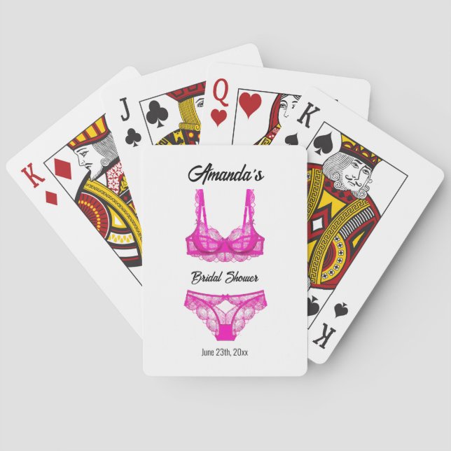 Pink Lingerie Brautparty Spielkarten (Rückseite)