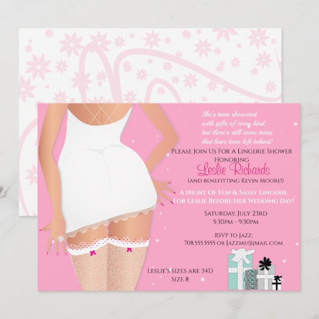 Pink Lingerie Bridal Dusche Einladung (Vorne/Hinten)
