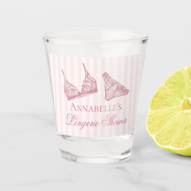 Pink Lingerie Shower Bachelorette Party Favor Schnapsglas (Vorderseite)