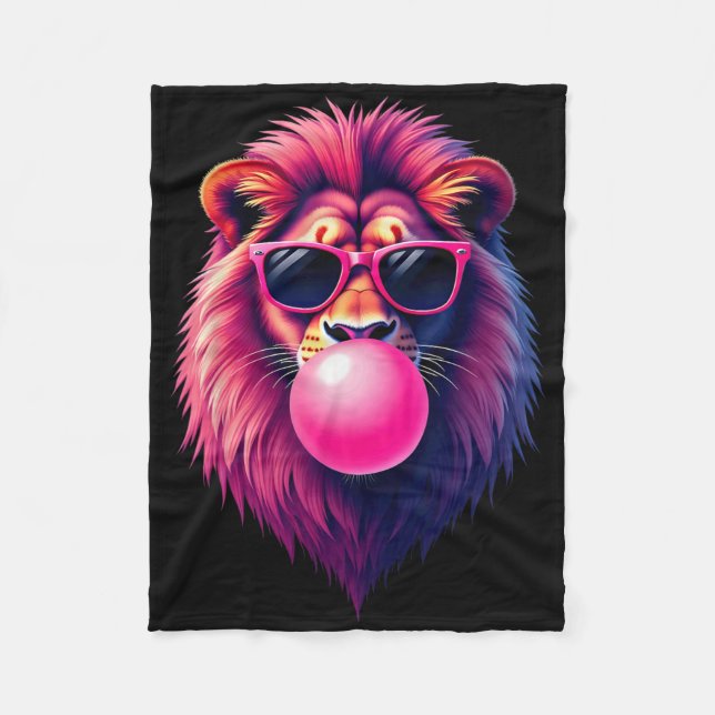 Pink Lion bläst Blubble Gum Fleecedecke (Vorderseite)