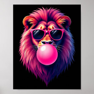 Pink Lion bläst Blubble Gum Poster