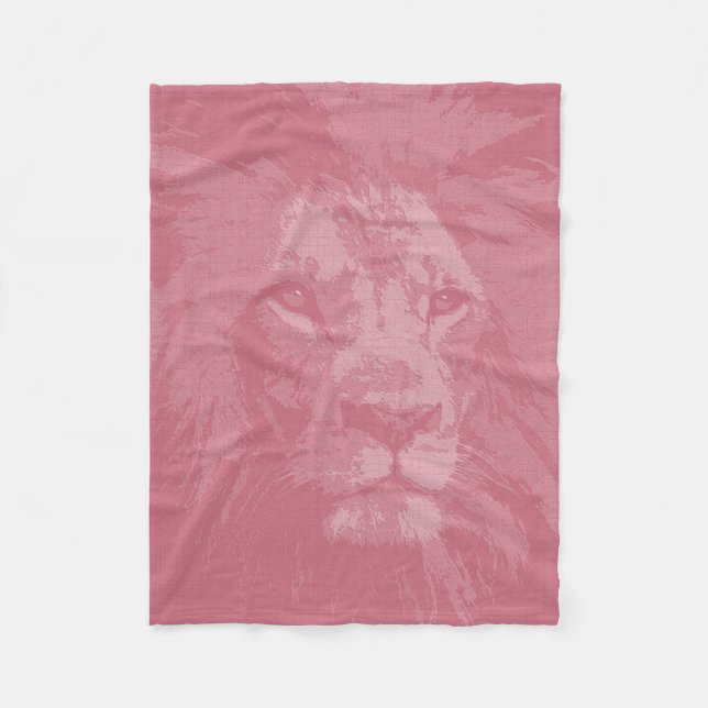 Pink Lion Face Head Fleecedecke (Vorderseite)
