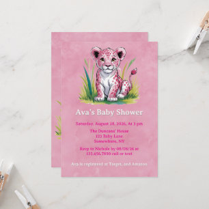 Pink Lion Girl Babydusche Einladung