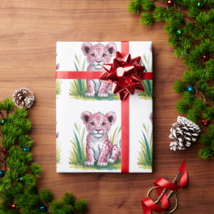 Pink Lion Girl Babydusche nach Maß Geschenkpapier