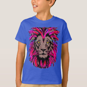 Pink Lion Head - Lion Face Portrait Zeichnend T-Shirt