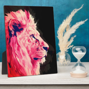 Pink Lion Majestät auf schwarzer Leinwand Fotoplatte