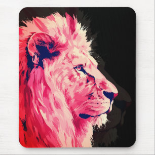 Pink Lion Majestät auf schwarzer Leinwand Mousepad