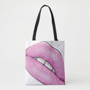 Pink-Lippenfarbenglanz mit Zähnen Tasche