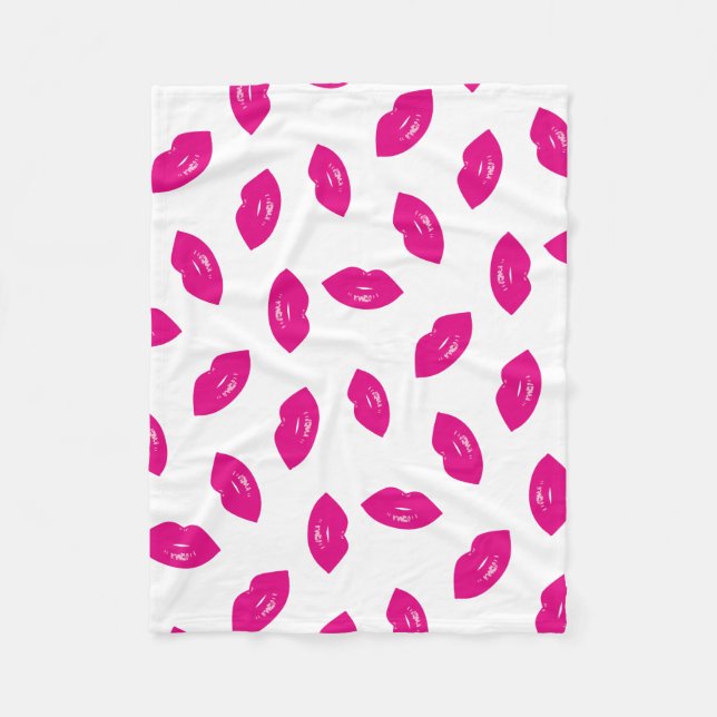 Pink-Lippenmuster-schicker Lippenstift-Druck Fleecedecke (Vorderseite)