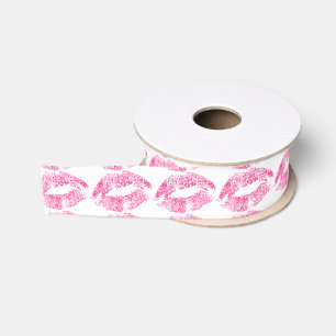 Pink Lips Glitzer Pattern Ripsband