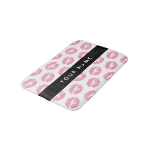 Pink Lips, Kiss, Lipstick, Ihr Name, Personalisier Badematte