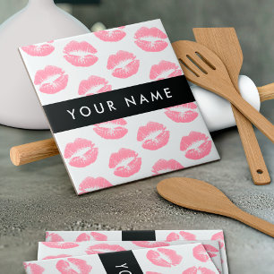 Pink Lips, Kiss, Lipstick, Ihr Name, Personalisier Fliese
