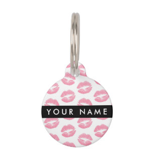 Pink Lips, Kiss, Lipstick, Ihr Name, Personalisier Haustiermarke
