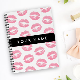 Pink Lips, Kiss, Lipstick, Ihr Name, Personalisier Notizbuch