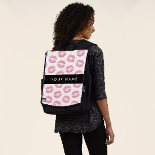 Pink Lips, Kiss, Lipstick, Ihr Name, Personalisier Rucksack
