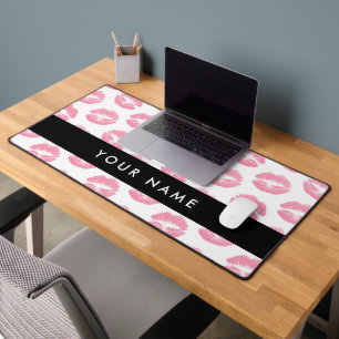 Pink Lips, Kiss, Lipstick, Ihr Name, Personalisier Schreibtischunterlage