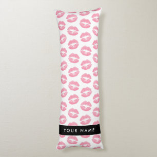 Pink Lips, Kiss, Lipstick, Ihr Name, Personalisier Seitenschläferkissen