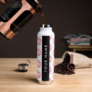 Pink Lips, Kiss, Lipstick, Ihr Name, Personalisier Trinkflasche