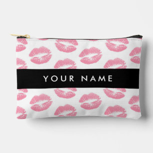 Pink Lips, Kiss, Lipstick, Ihr Name, Personalisier Zubehörtasche