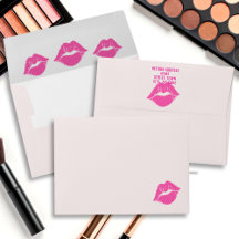 Pink Lips Lipstick Kiss Adresse de retour Envelopp