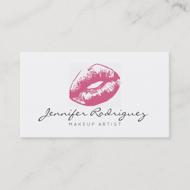 Pink Lips Lipstick Makeup Artist Kosmetik Visitenkarte (Vorderseite)