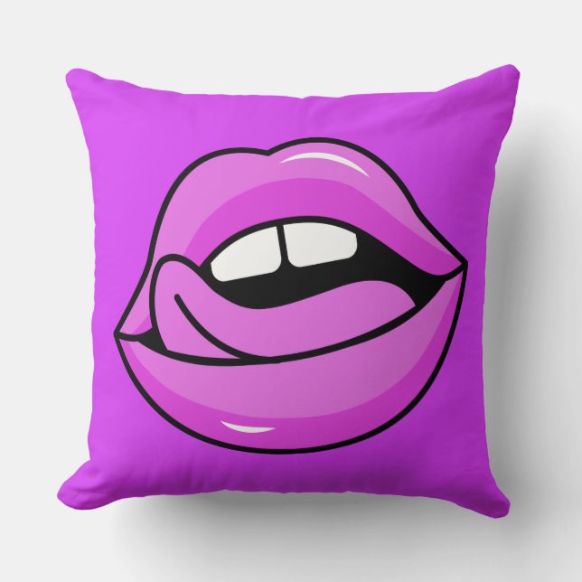 Pink Lips werfen Kissen (Vorderseite)