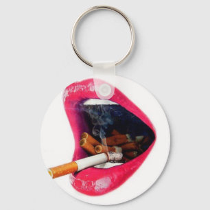 Pink Lips with a cigarette Schlüsselanhänger