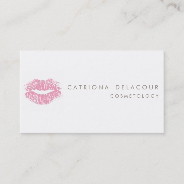 Pink Lipstick Kiss Mark Cosmetology Business Card Visitenkarte (Vorderseite)