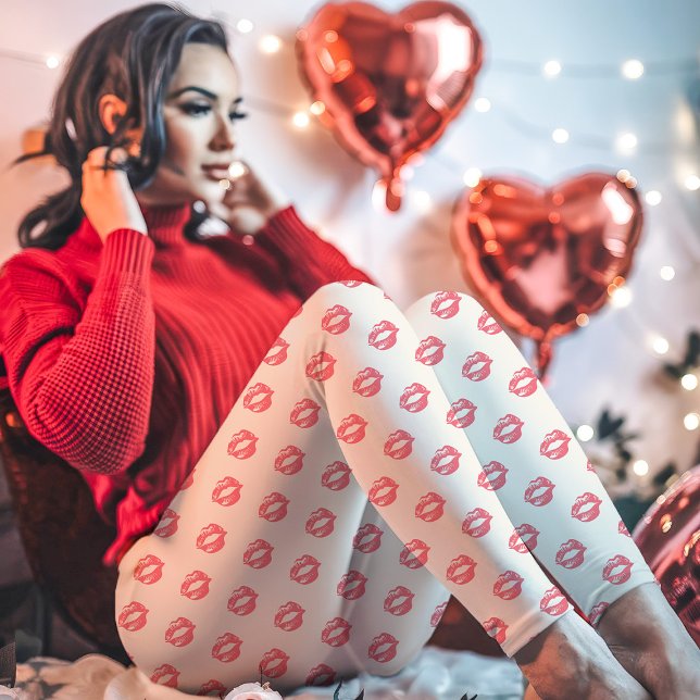 Pink Lipstick Kiss Print Leggings (Von Creator hochgeladen)