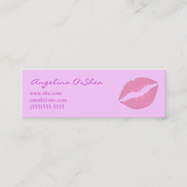 Pink Lipstick Skinny Business Card Mini Visitenkarte (Vorderseite)