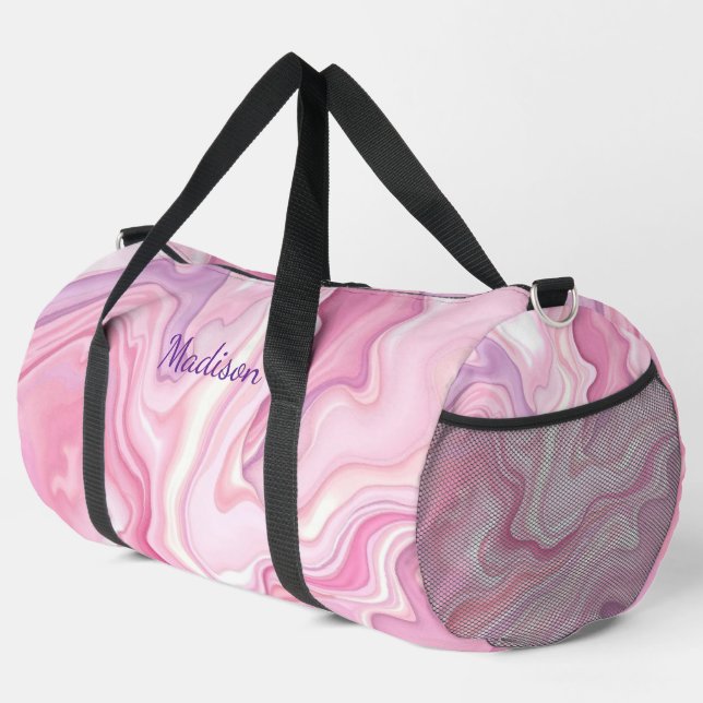 Pink Liquid Abstract Design Duffle Bag (Rechte Ecke)