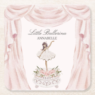 Pink Little Ballerina Baby Dusche oder Geburtstag Rechteckiger Pappuntersetzer