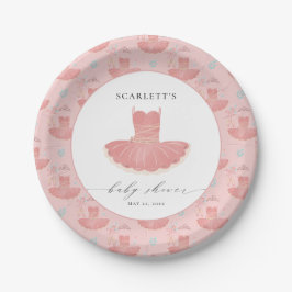 Pink Little Ballerina Tutu Baby Girl Babydusche Pappteller