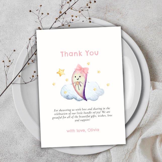 Pink Little Boo Bow Ghost Girl Babydusche Dankeskarte (Pink Little Boo Bow Ghost Girl Baby Shower Thank You Card)