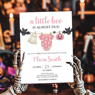 Pink Little Boo Clothesline Baby Dusche Einladung