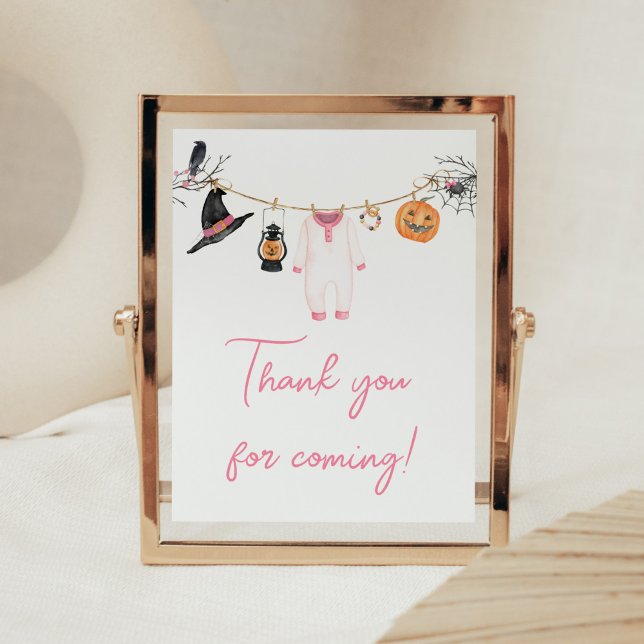 Pink Little Boo Halloween Danke, dass du gekommen  Poster (Halloween Baby Clothes Baby Shower Thank you for Coming Sign)