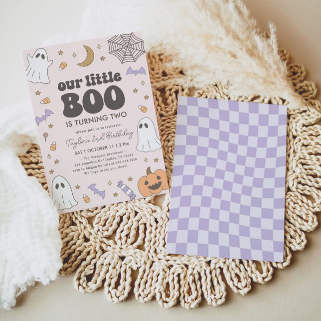 Pink Little Boo Halloween Geburtstag Einladung (Von Creator hochgeladen)