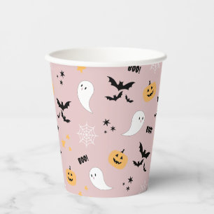 Pink Little Boo Halloween Ghost Pappbecher
