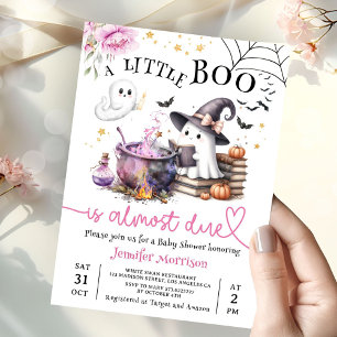 Pink Little Boo Halloween Kinderdusche Einladung