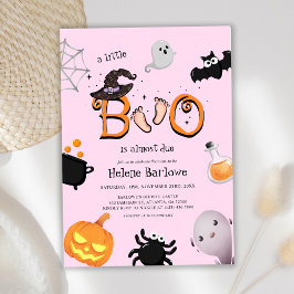 Pink Little Boo Halloween Kinderdusche Einladung